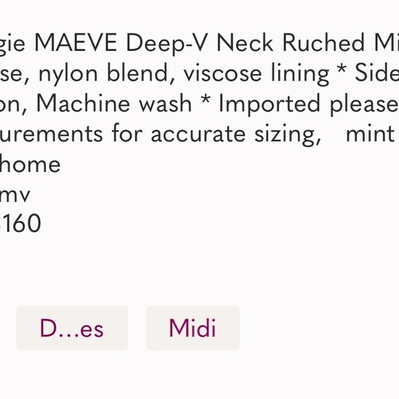 Anthropologie MAEVE Deep-V Neck Ruched Midi Dress- size 6 - Picture 6 of 6